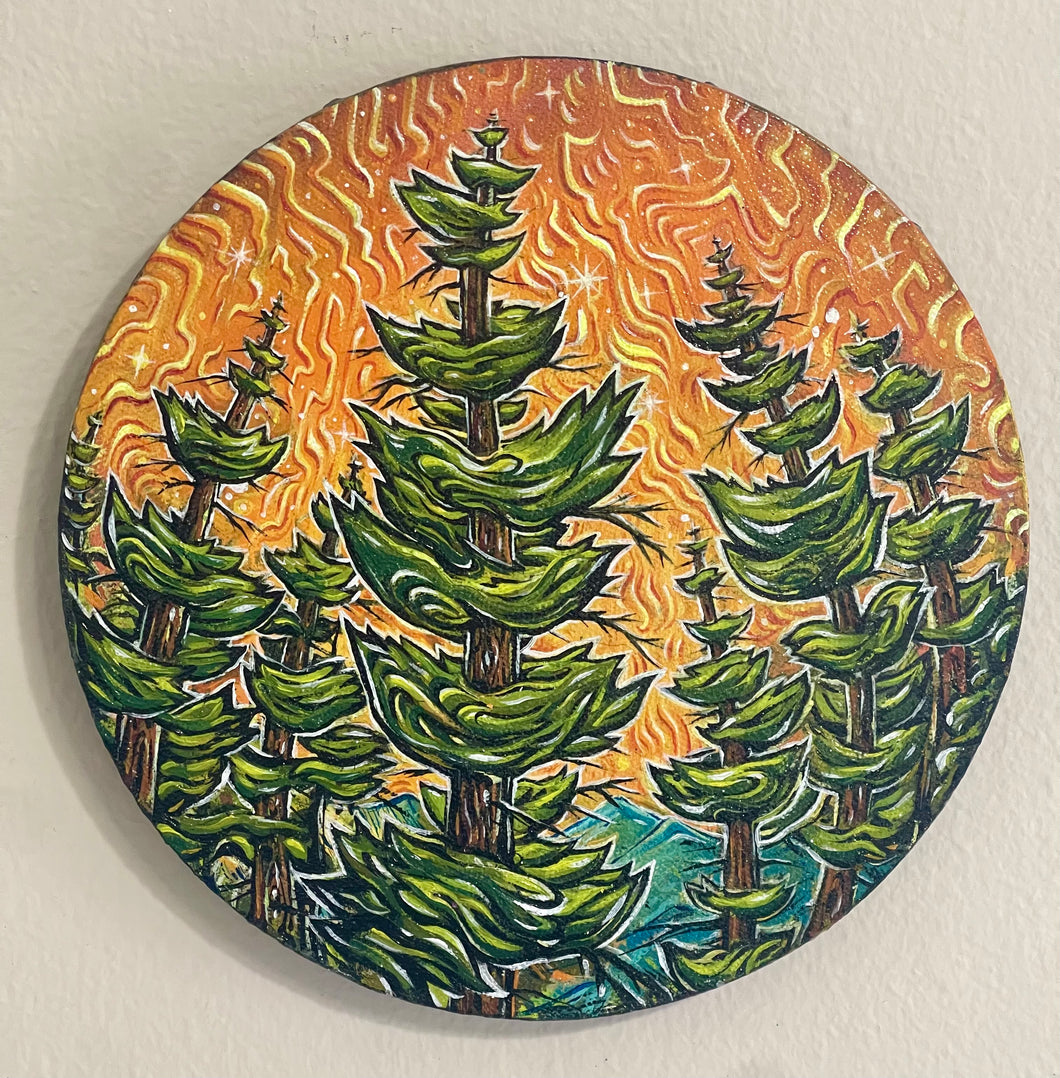 Acrylic on 8” circular Canvas.